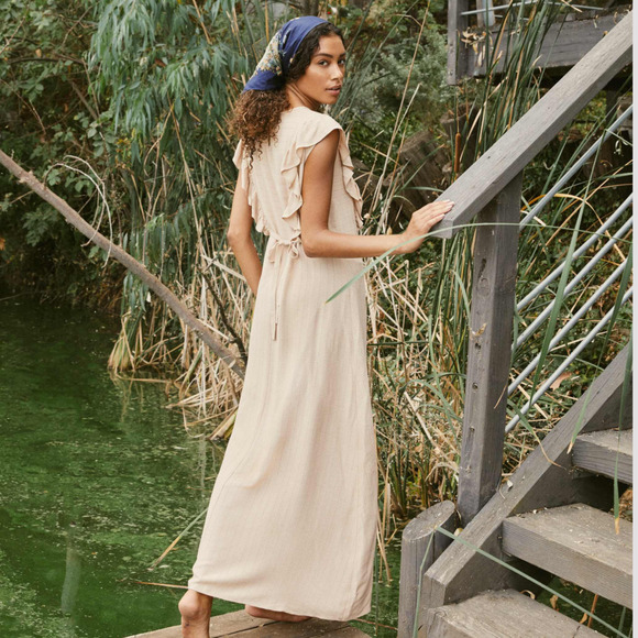 Christy Dawn Dresses & Skirts - Christy Dawn Women's the Jessa Dress Maxi Ruffle trim in Oat stripe size Medium